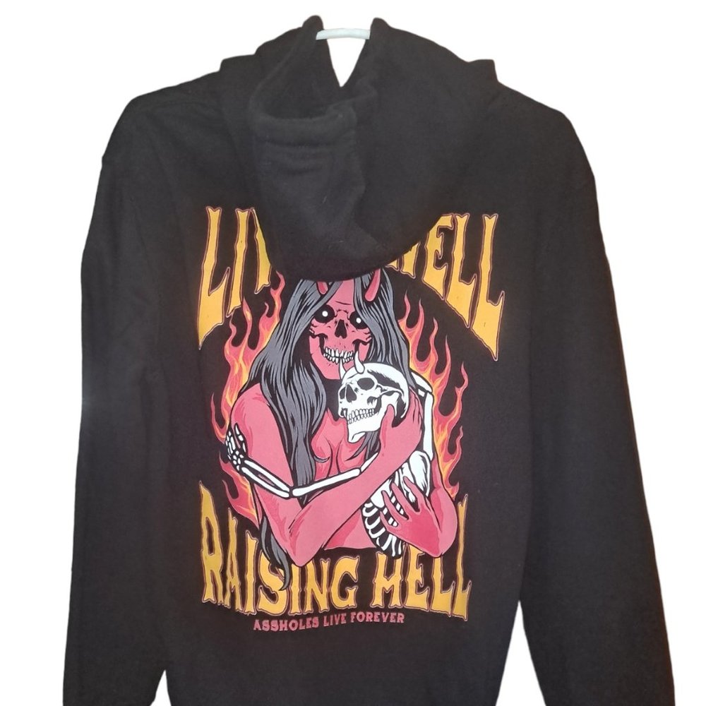 Living Well Raising Hell Hoodie By Linda Finegold